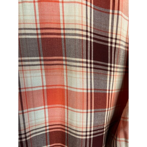 Ava & Viv Women's Plaid Button-Down Shirt Size 1X Long Sleeve Red-White-Brown - Picture 7 of 10